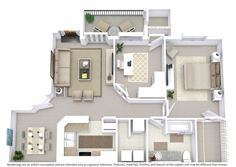Floor plan for 1 bed, 1 bath, 885 sqft
